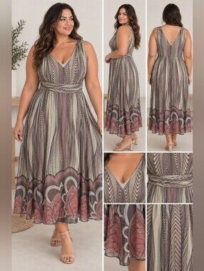 Confession Green & Pink Printed Maxi Dress